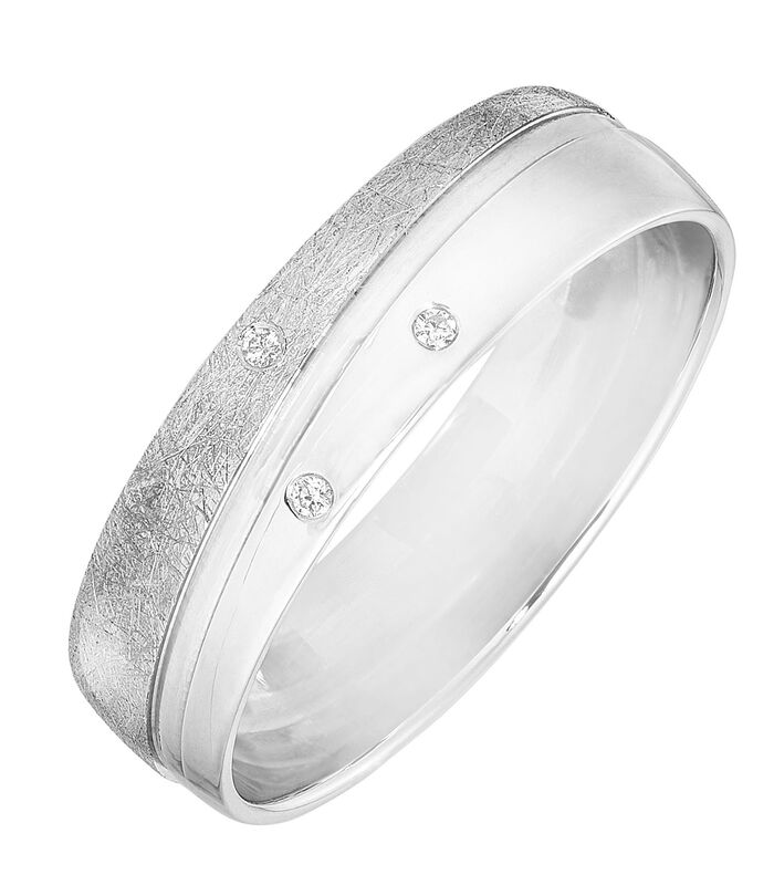 Schitterende trouwring in witgoud 