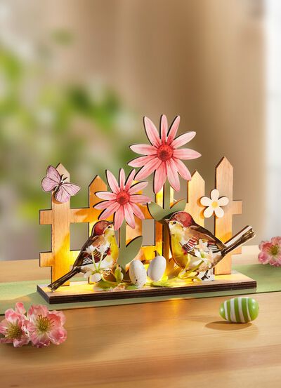 Verlichte houten decoratie 