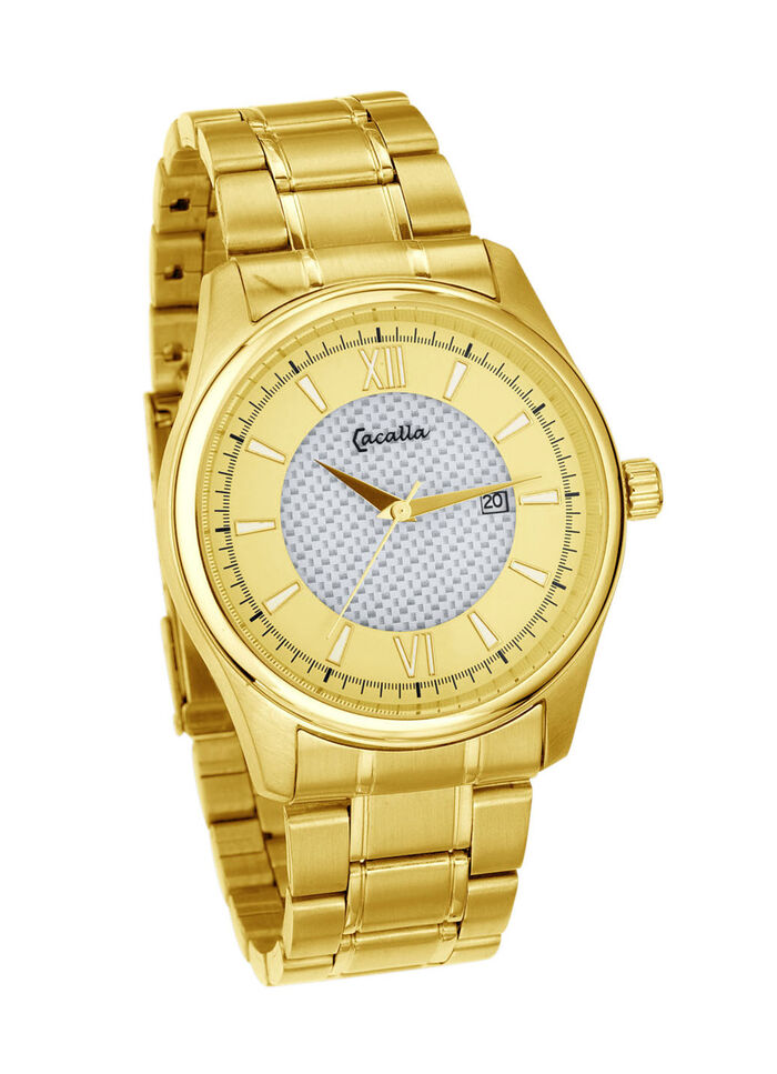 Solar herenhorloge met vergulde roestvrijstalen bandkast