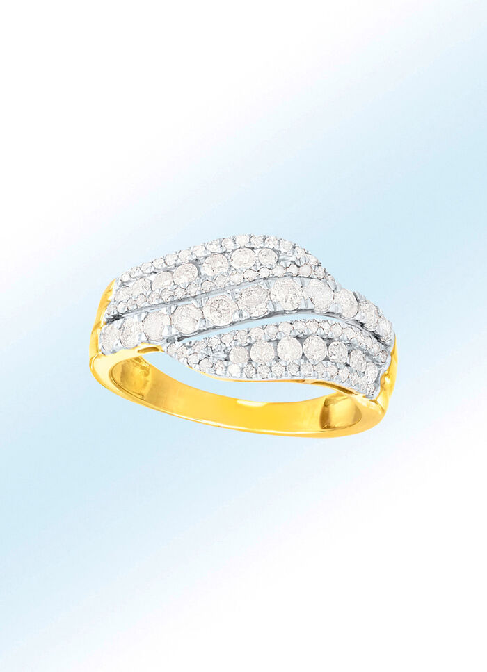Damesring met briljanten en diamanten 