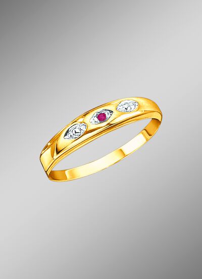 Damesring met echte robijn 