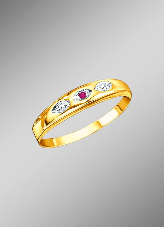 Damesring met echte robijn 