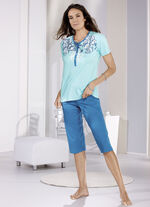 Pyjama met korte mouwen en broek tot op de kuiten 