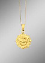 Stralende zon hanger gemaakt van goud 