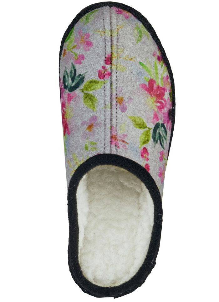 Slippers met kleurrijke bloemenprint GRIJS