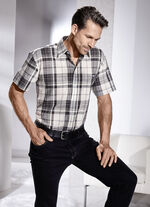 Geruit overhemd met borstzakje NATUR-SCHWARZ KARIERT