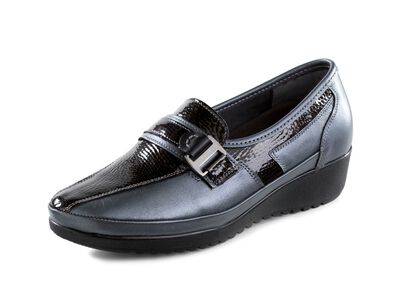 ELENA EDEN pantoffels van nappaleer en lakleer met reli&euml;f 