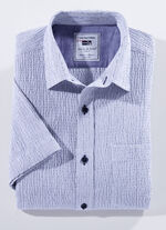 Seersucker overhemd van "Milano Italy" in 3 kleuren OLIJFBLAUW GESTREEPT