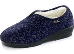 Slippers gemaakt van glanzend bedrukt veloursmateriaal MARINE