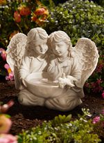 vogelbad engel paar ANTIQUE-WIT
