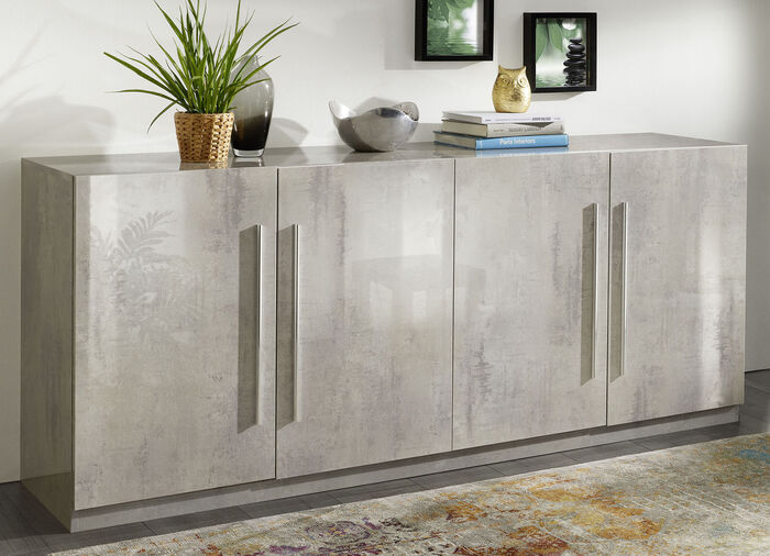 Dressoir, 3 deuren met hoogglans oppervlakken MARMOROPTIK