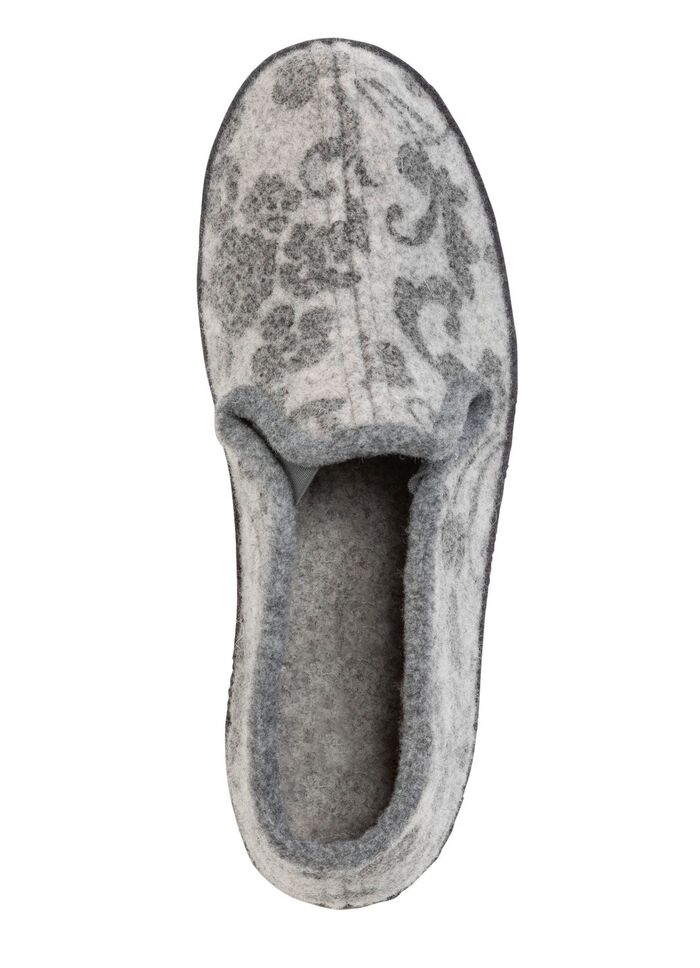 Pantoffel van wolvilt met bloemenprint 
