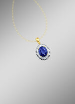 Kettinghanger met echte diamanten en een echte blauwe saffier 