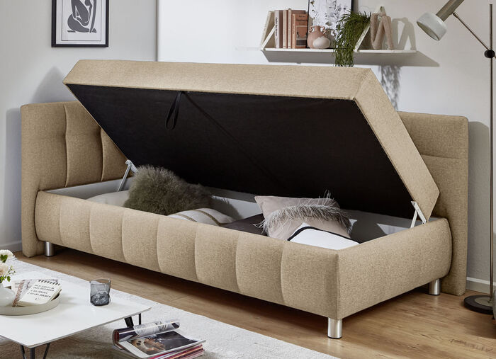 Studio ligstoel met kussen en bedkast BEIGE