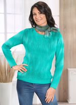 Trui met rekbaar kabelpatroon JADE GROEN