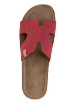 ELENA EDEN, zomerse damesmuiltjes van leer ROOD