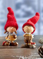 Winterkinderen, set van 2 ROOD-BRUIN