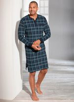 Nachthemd met knoopsluiting, mouwboorden en zijsplitten 