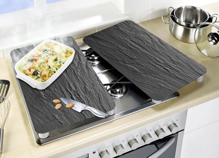 Leisteen afdekplaten voor kachel, set van 2 