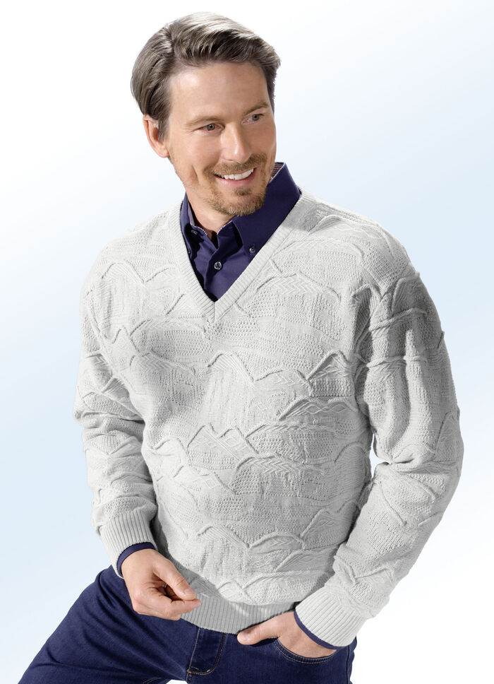 Chique trui met V-hals in 2 kleuren GRIJS