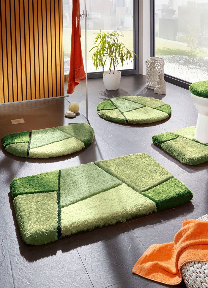 Kleurrijke badkamerset met antislip achterkant GROEN