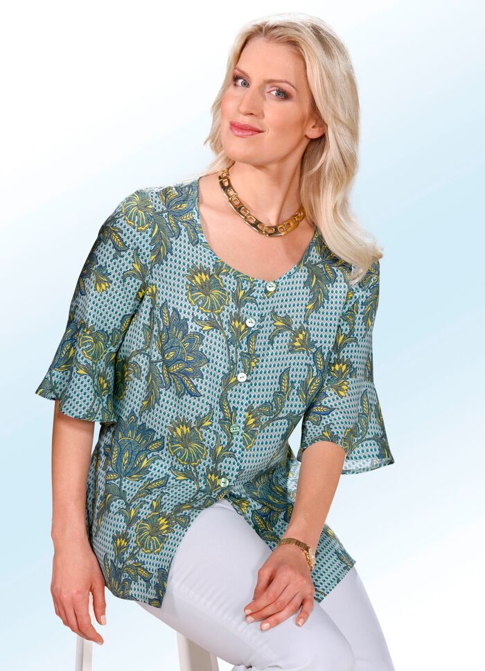 Blouse met ronde halslijn GROEN-MARINE