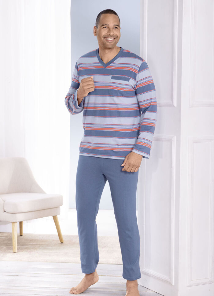 Tweepak pyjama&#39;s met V-hals en borstzakje 