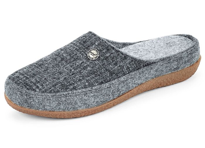 Slipper gemaakt van gedeeltelijk bedrukt wolvilt GRIJS