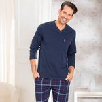 Pyjama van Comte met V-hals en geweven flanellen broek 
