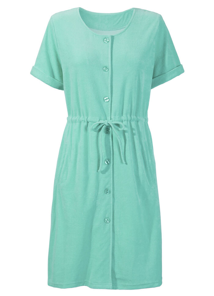 Jurk van badstof met doorlopende knoopsluiting MUNT