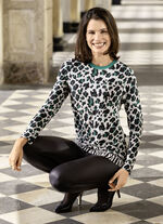 Lang shirt met contrasterende manchetten in 2 kleuren FLESGROEN