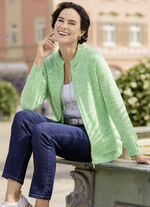 Cardigan met gebreide boord en zakken GRÜN MELIERT
