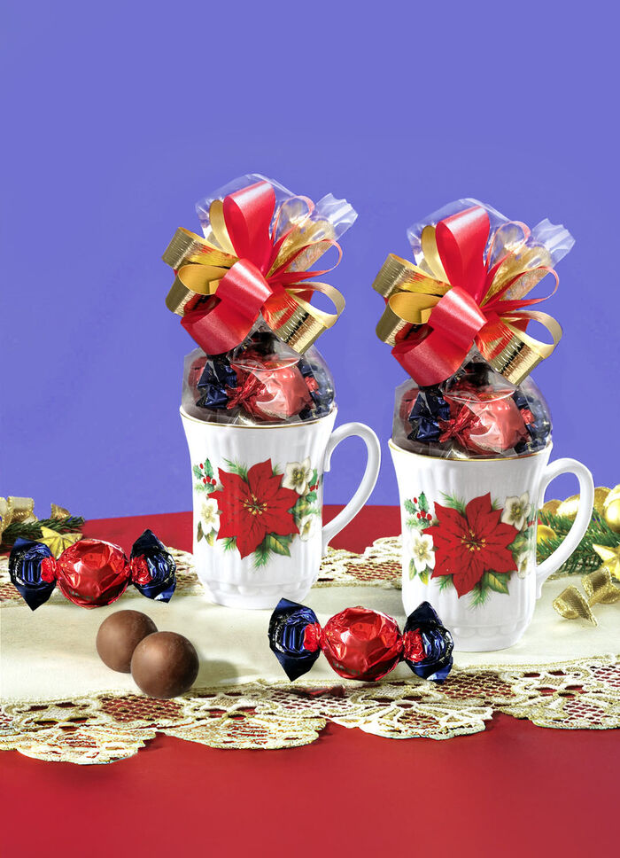 Porseleinen kopjes met Christusster-decoratie, set van 2 