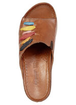 Gemini, trendy damesmuiltjes, breedte G, met elastische band COGNAC