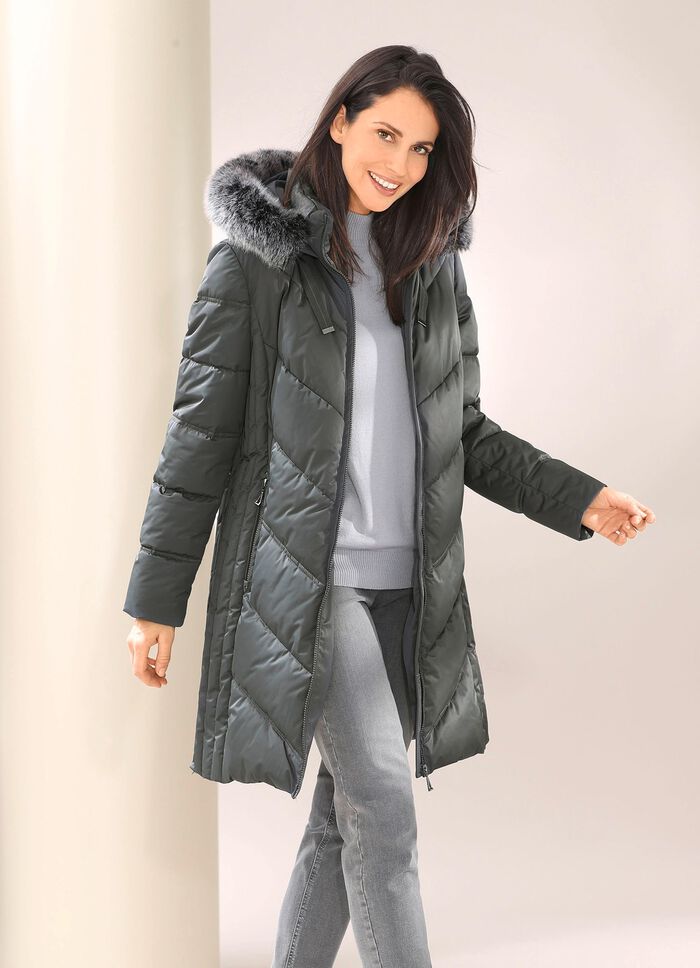 Functionele korte jas met vaste capuchon 