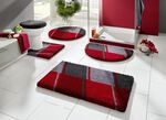 Badmattenset met antislip-onderkant GRIJS-ROOD