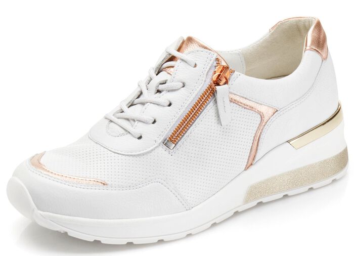 Waldl&auml;ufer, comfortabele dames veterschoenen, breedte H, met uitneembaar voetbed WIT ROS&Eacute;GOUD