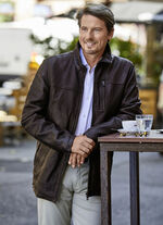 Leren jack met zakken met ritssluiting 