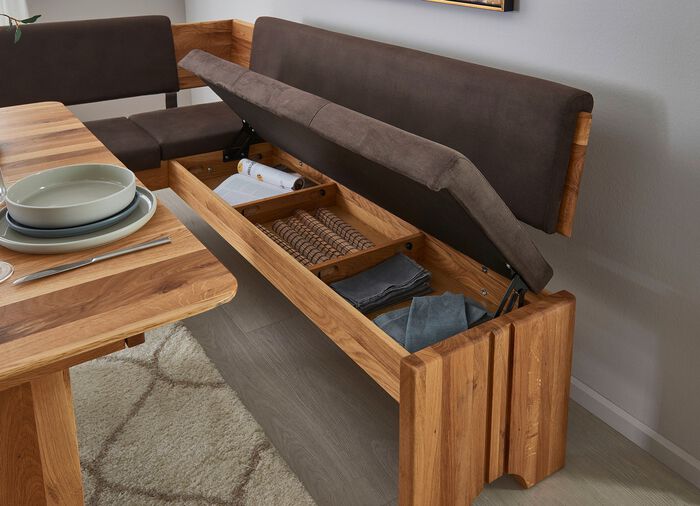 Hoekbankset met frame van massief, geolied eikenhout 