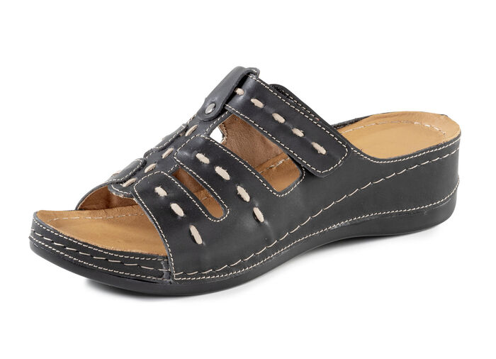 ELENA EDEN muiltjes van nappaleer met contrasterende details ZWART