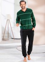 Badstof pyjama met V-hals en manchetten 