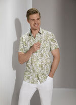 Bedrukt overhemd "Milano Italy". KHAKI WIT