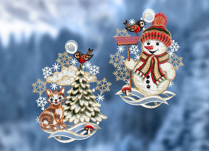 Raamafbeelding, set van 2 met zuighaken 