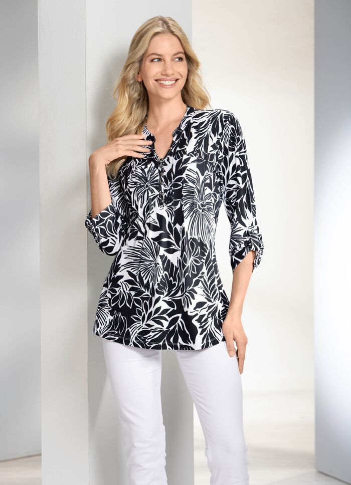 Overhemdtuniek met opstaande kraag 