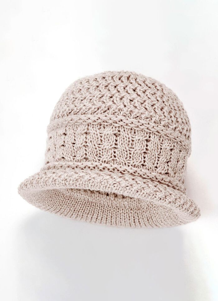 Warme damesmuts met rondom elastische band ZAND