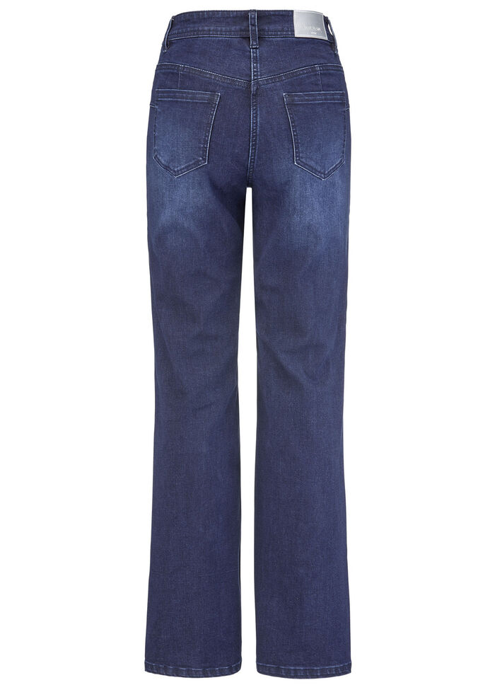 Jeans met modieuze beenwijdte DONKERBLAUW