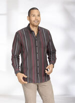 Gestreept overhemd van fijn flanel BRUIN-ROOD-WIT