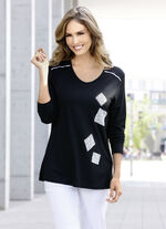 Zwart overhemd met witte bies 