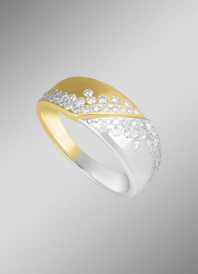 Damesring in bicolor met 58 diamanten 
