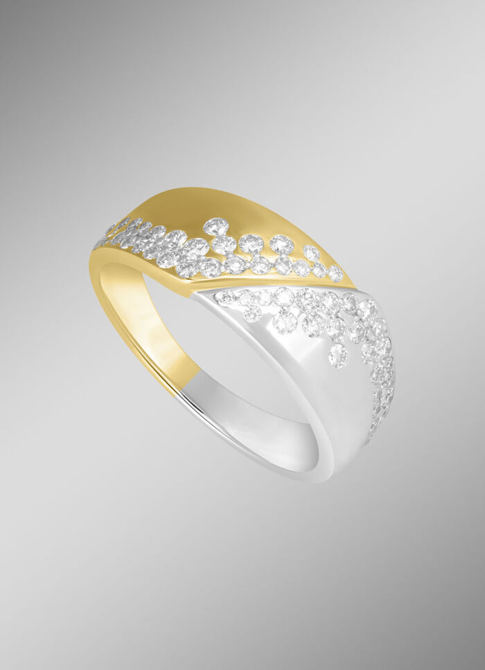 Damesring in bicolor met 58 diamanten 